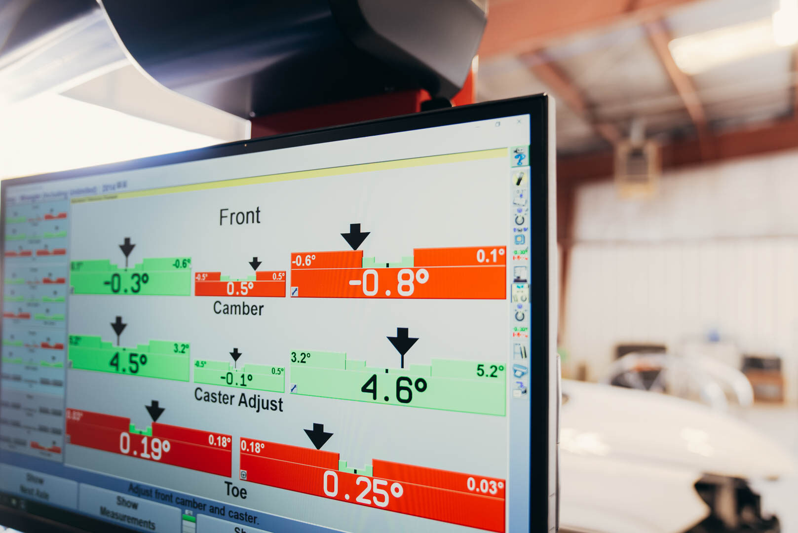 Close up of a computer in Lander's auto garage