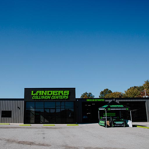 Exterior of Landers Collision Center's Mt. Vernon location for auto repair in southern Illinois
