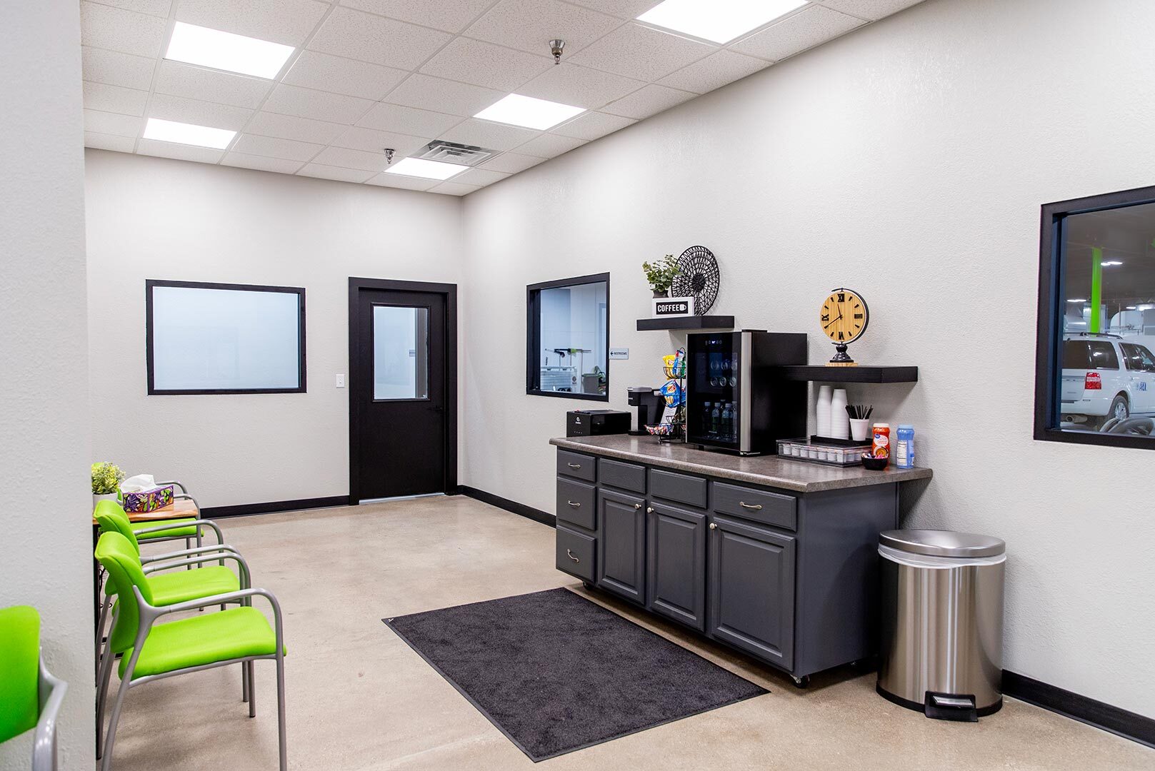 Interior of Landers' waiting room